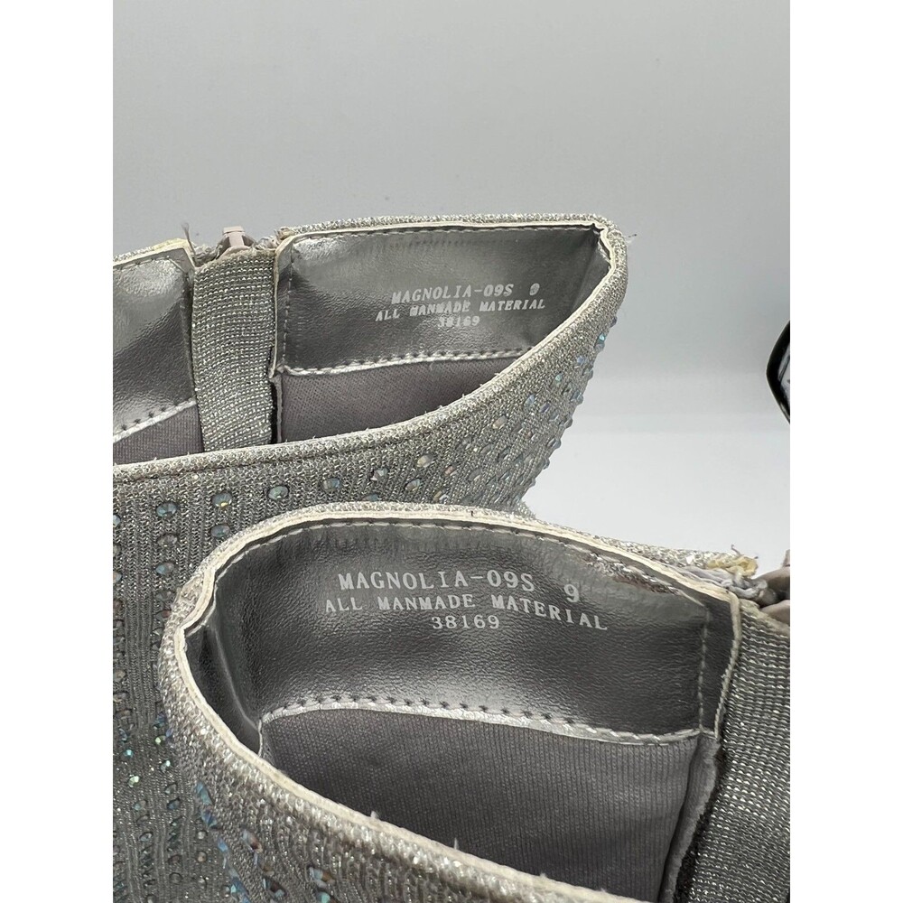 Anne Michelle Sparkly Rhinestone Pointed Toe Booties Silver Size 9 - Picture 9 of 12